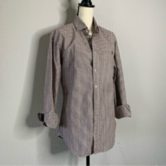 Ralph Lauren Brown & White Checkered Button-Down Shirt - Picture 4 of 15